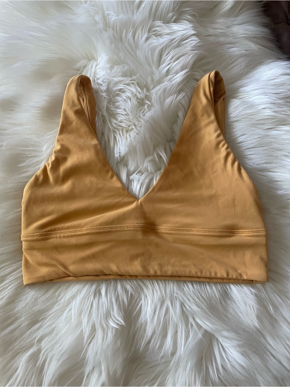 lululemon athletica V‑Neck Sports Bra in Mustard Yellow - Picture 9 of 10